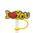 Straw Mouthpiece Silicone Dust Plug Decorative Buckle Clip Personalized Letter Label for Tumblers